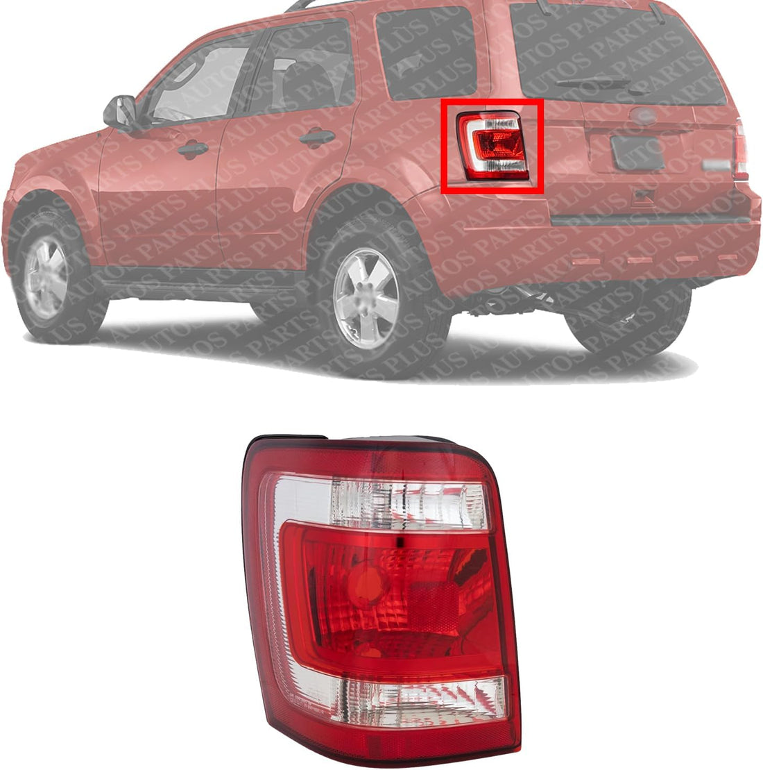 Tail Light Lens And Housing Left Driver Side Direct Replacement Compatible With 2008-2012 Ford Escape FO2800210 8L8Z13405A