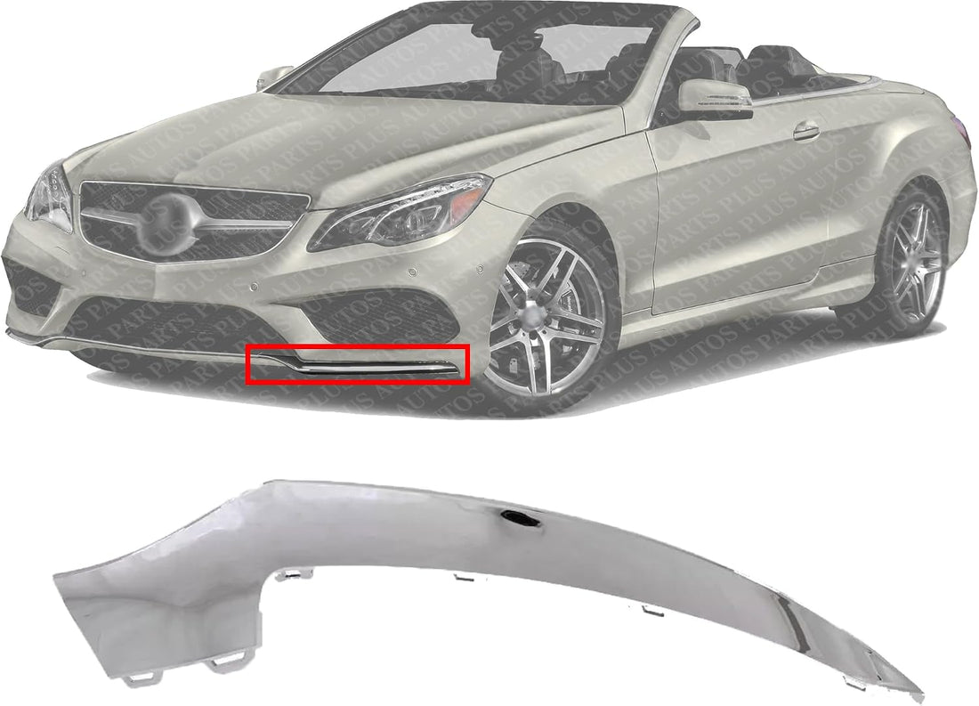 Front Bumper Molding Chrome Left Driver Side Direct Replacement Compatible With 2014-2017 Mercedes Benz E-Class MB1046131 2078850774