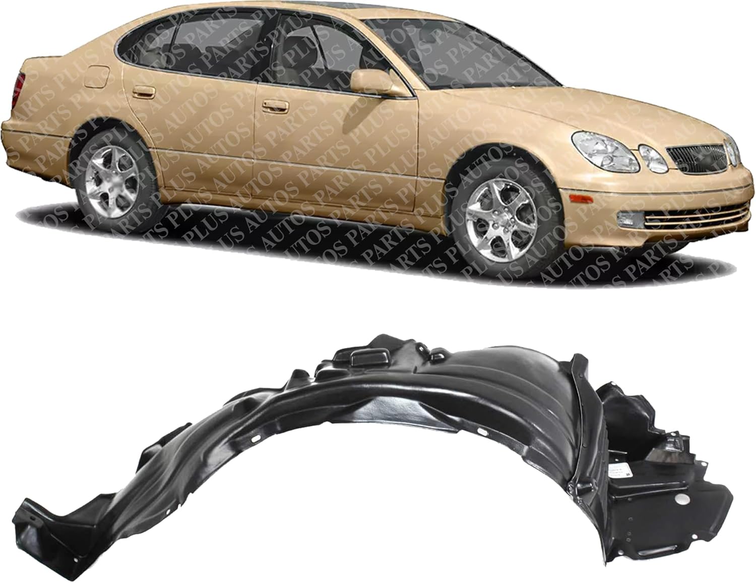 Front Fender Liner Right Passenger Side Direct Replacement Compatible With 1998-2005 Lexus GS300 / 1998-2000 GS400 / 2001-2005 GS430 LX1251103 5387530150