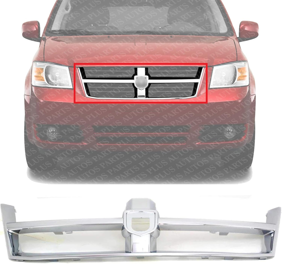 Front Grille Outer Molding Chrome Direct Replacement Compatible With 2008-2010 Dodge Caravan CH1202103 5113151AA