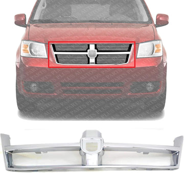 Front Grille Outer Molding Chrome Direct Replacement Compatible With 2008-2010 Dodge Caravan CH1202103 5113151AA