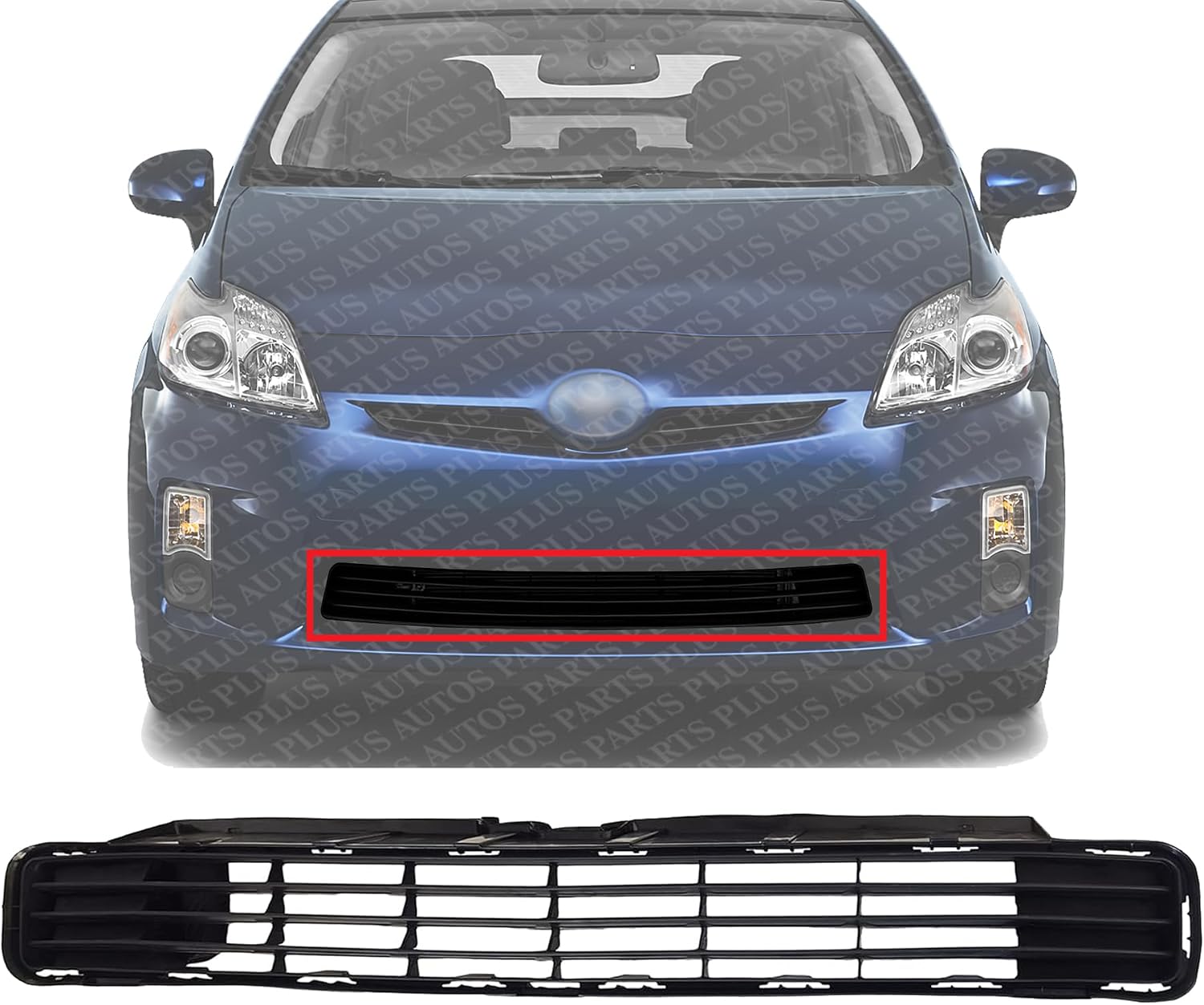 Front Bumper Grille Textured Gray Plastic Direct Replacement Compatible With 2010-2011 Toyota Prius TO1036122 5311247040