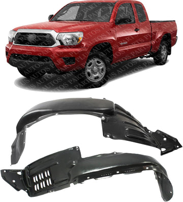 Set Of 2 Front Fender Liner Plastic Left Driver & Right Passenger Side Direct Replacement Compatible With 2012-2015 Toyota Tacoma TO1249176 TO1248176 5380504030 5380604030