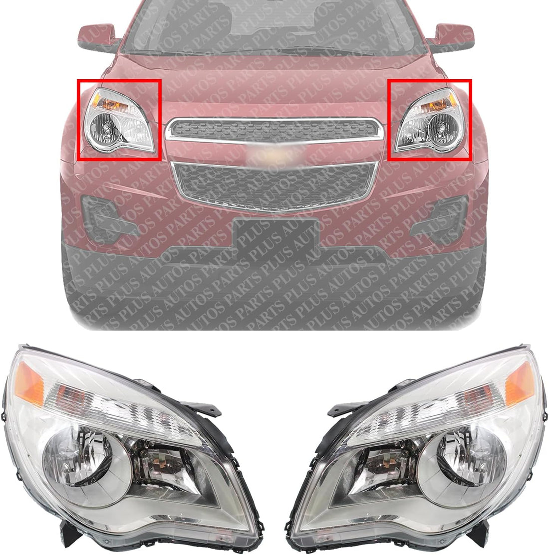 Set OF 2 Front Head Light Assembly Left Driver & Right Passenger Side Direct Replacement Compatible With 2010-2015 Chevrolet Equinox GM2502338 GM2502352 GM2503352 23308256 23383340