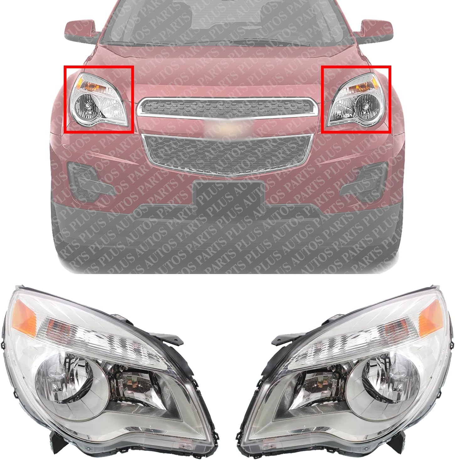 Set OF 2 Front Head Light Assembly Left Driver & Right Passenger Side Direct Replacement Compatible With 2010-2015 Chevrolet Equinox GM2502338 GM2502352 GM2503352 23308256 23383340