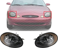 Set Of 2 Front Headlight Assembly Halogen Right Passenger & Left Driver Side Direct Replacement Compatible With 1998-1999 Ford Taurus FO2503157 FO2502157 XF1Z13008AA XF1Z13008BA
