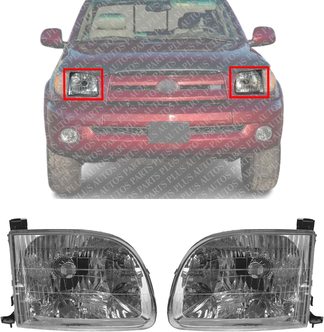 Set Of 2 Front Headlight Assembly Right Passenger & Left Driver Side Direct Replacement Compatible With 2000-2004 Toyota Tundra TO2503129 TO2502129 811100C010 811500C010