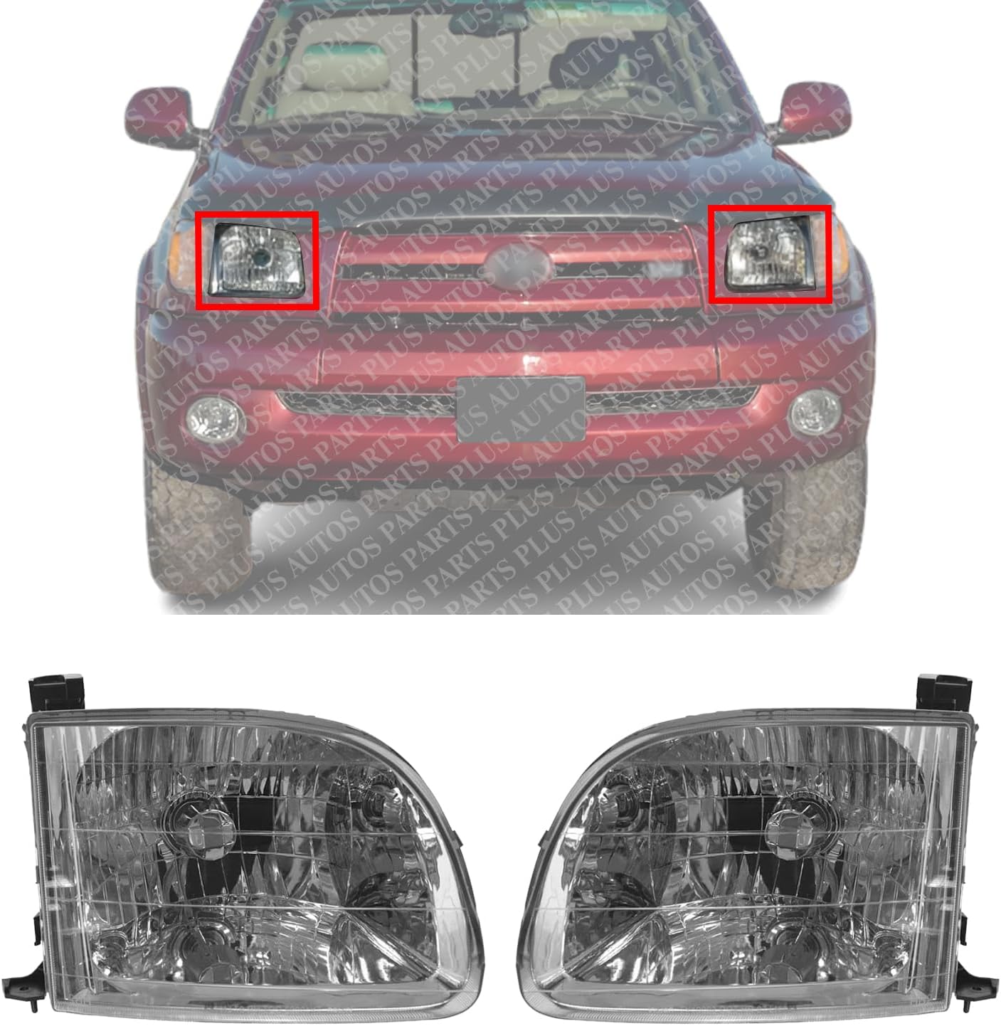 Set Of 2 Front Headlight Assembly Right Passenger & Left Driver Side Direct Replacement Compatible With 2000-2004 Toyota Tundra TO2503129 TO2502129 811100C010 811500C010