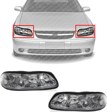 Set Of 2 Front Headlight Composite Assembly Right Passenger & Left Driver Side Direct Replacement Compatible With 2004-2005 Chevrolet Classic / 1997-2003 Malibu GM2502154 GM2503154