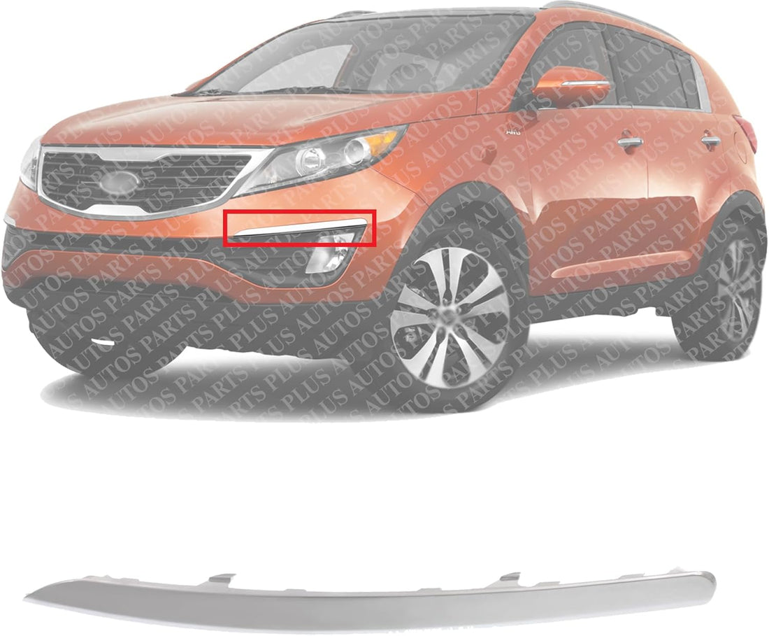 Front Bumper Molding Chrome Left Driver Side Direct Replacement Compatible With 2011-2016 Kia Sportage KI1046103 865813W000