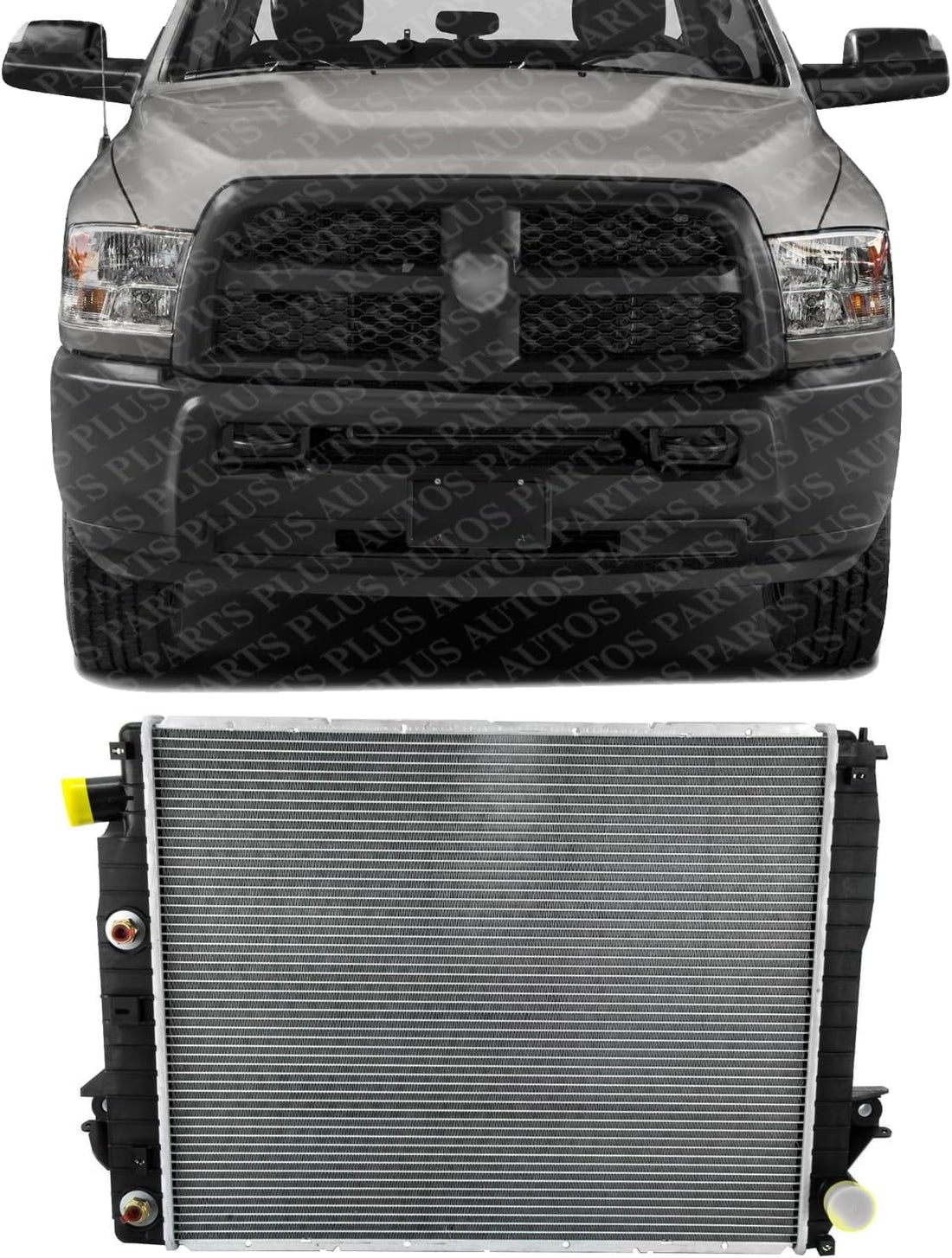 Front Radiator Aluminum Core Direct Replacement Compatible With 2013-2018 Ram 2500 3500 4500 5500 CH3010374 52014720AA
