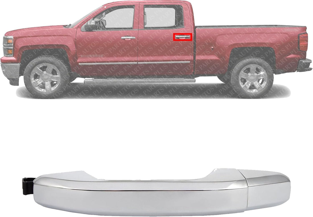 Rear Exterior Door Handle Chrome Left Driver Side Direct Replacement Compatible with 2014-2022 Chevrolet Silverado/GMC Sierra / 2015-2018 Suburban/Tahoe GM1520151 22923598