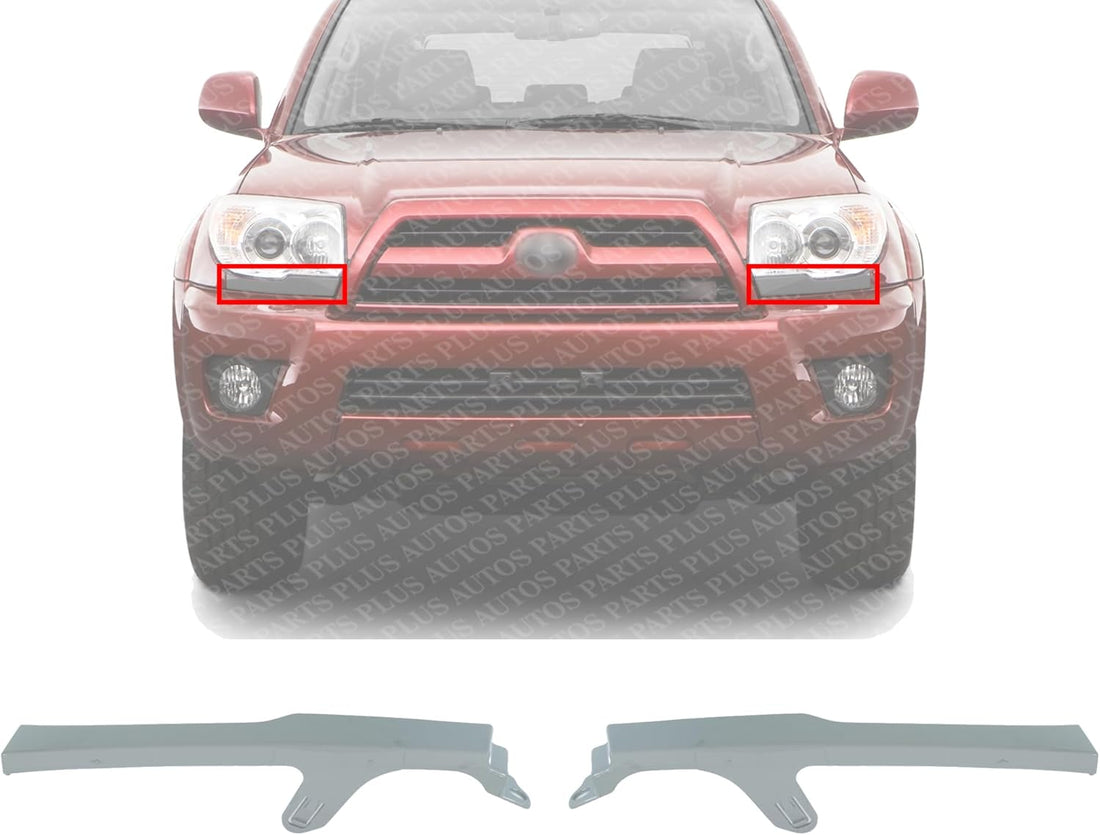 Set Of 2 Front Headlight Upper Filler Gray Right Passenger & Left Driver Side Direct Replacement Compatible With 2006-2009 Toyota 4Runner 5251235090B1 5251335090B1