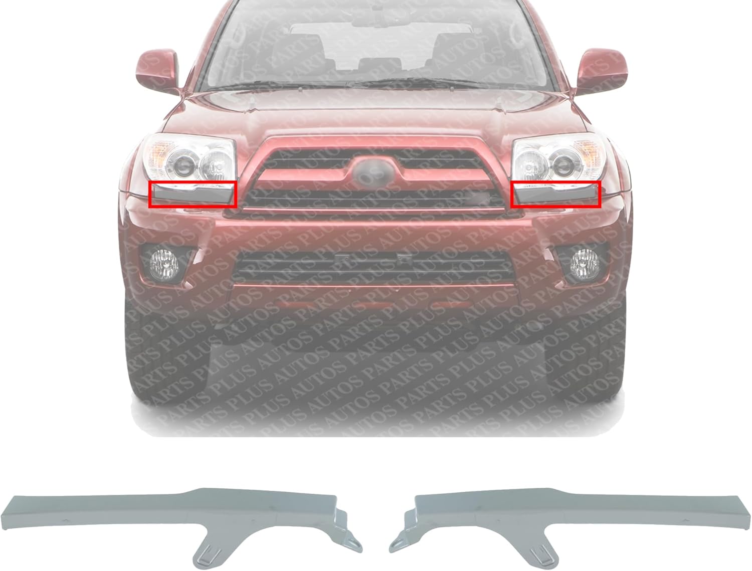Set Of 2 Front Headlight Upper Filler Gray Right Passenger & Left Driver Side Direct Replacement Compatible With 2006-2009 Toyota 4Runner 5251235090B1 5251335090B1
