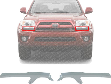 Set Of 2 Front Headlight Upper Filler Gray Right Passenger & Left Driver Side Direct Replacement Compatible With 2006-2009 Toyota 4Runner 5251235090B1 5251335090B1