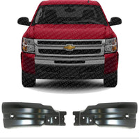 Set Of 2 Front Bumper End Cap Extension Left Driver & Right Passenger Side Direct Replacement Compatible With 2007-2013 Chevrolet Silverado 1500 GM1005148 GM1004148 22737639