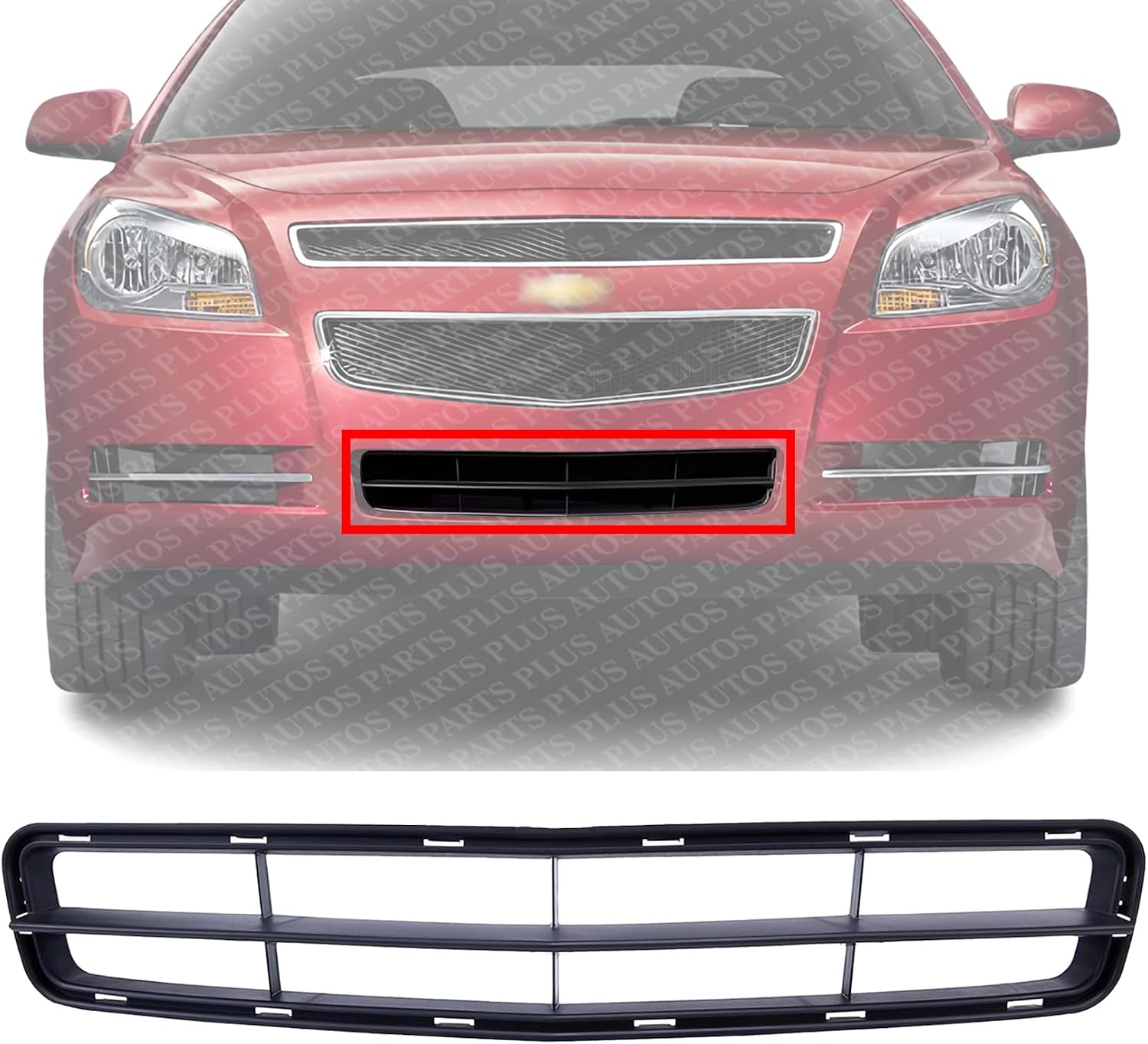 Front Bumper Grille Center Textured Direct Replacement Compatible With 2008-2012 Chevrolet Malibu GM1036119 15823704
