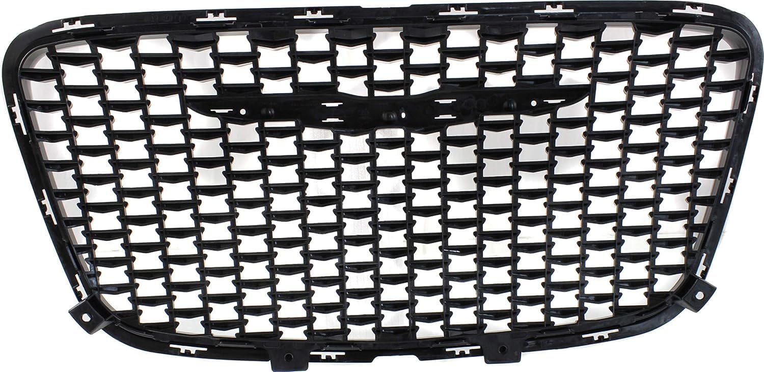 Front Grille Assembly Shiny Black Shell And Insert Direct Replacement Compatible With 2015-2022 Chrysler 300 CH1200393 5SW18DX8AE