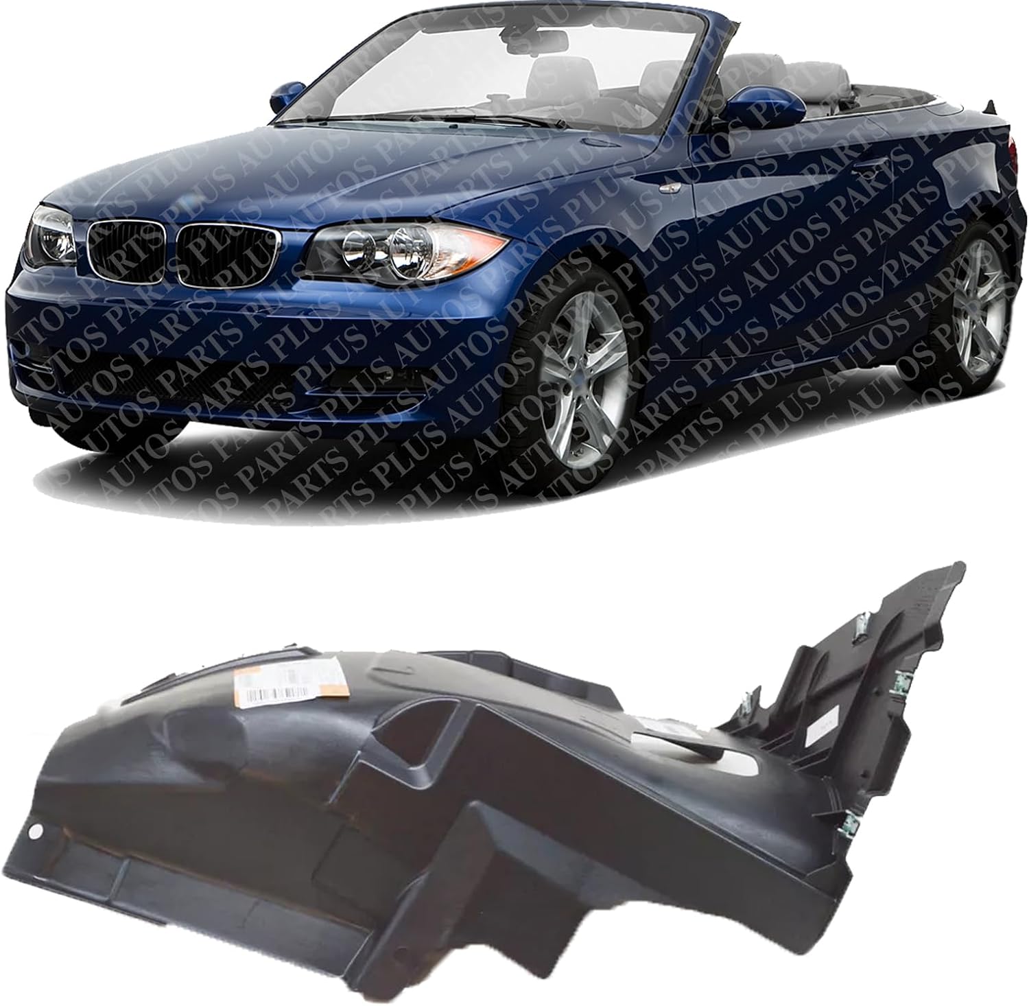 Front Section Fender Liner Left Driver Side Direct Replacement Compatible With 2008-2013 BMW 1-Series BM1248104 51118045961