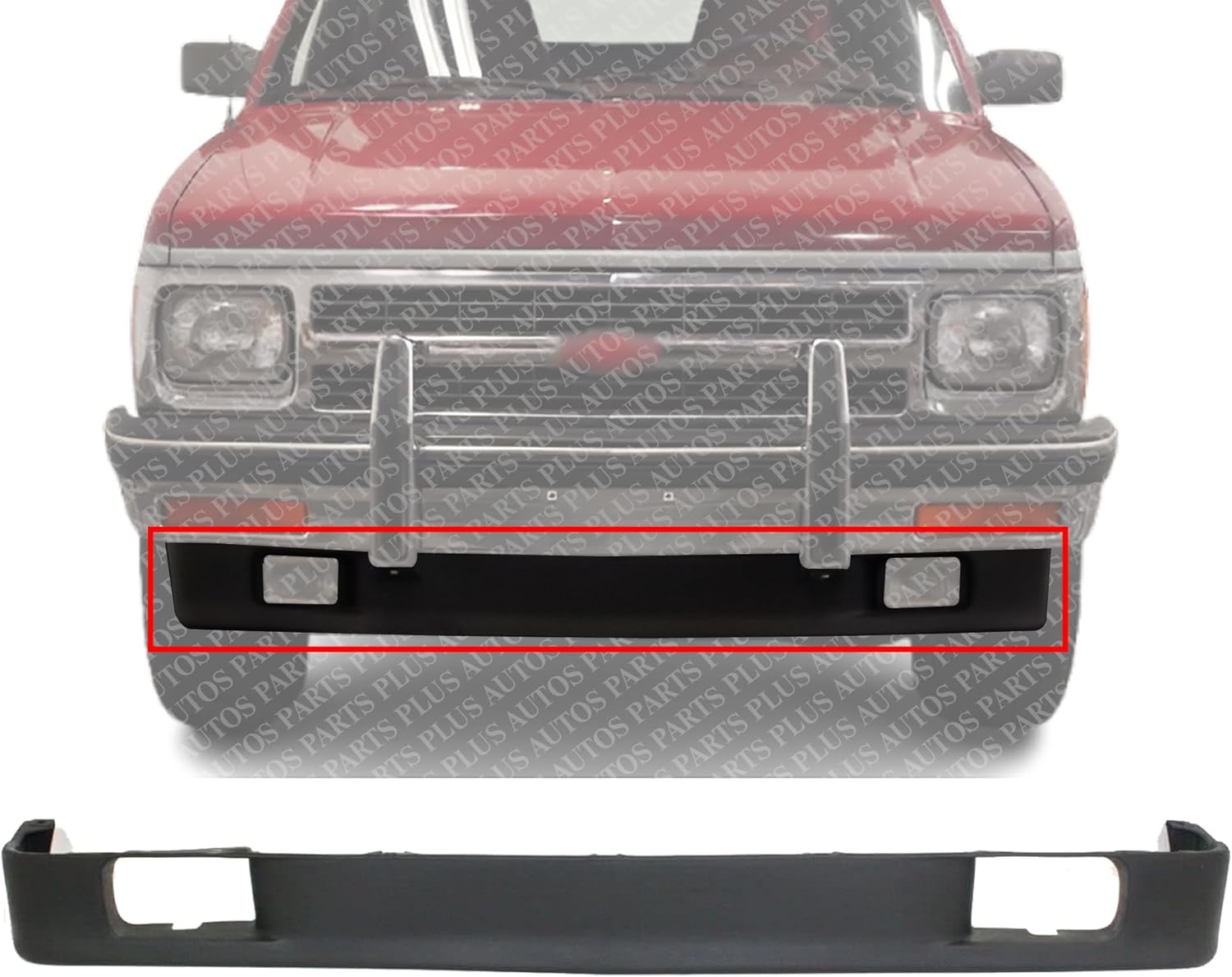 Front Bumper Lower Valance Primed With Fog Light Holes Direct Replacement Compatible With 1983-1994 Chevrolet S10 Blazer / 1982-1993 S10-Pickup GM1092159 15659165