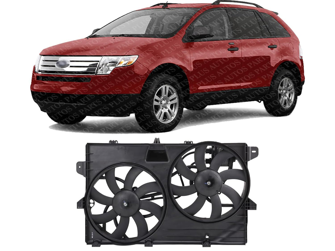 Front Radiator Cooling Fan Assembly Plastic Direct Replacement Compatible with 2007-2009 Ford Edge/Lincoln MKX FO3115175 7T4Z8C607B 9T4Z8C607A-PFM