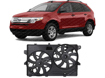 Front Radiator Cooling Fan Assembly Plastic Direct Replacement Compatible with 2007-2009 Ford Edge/Lincoln MKX FO3115175 7T4Z8C607B 9T4Z8C607A-PFM