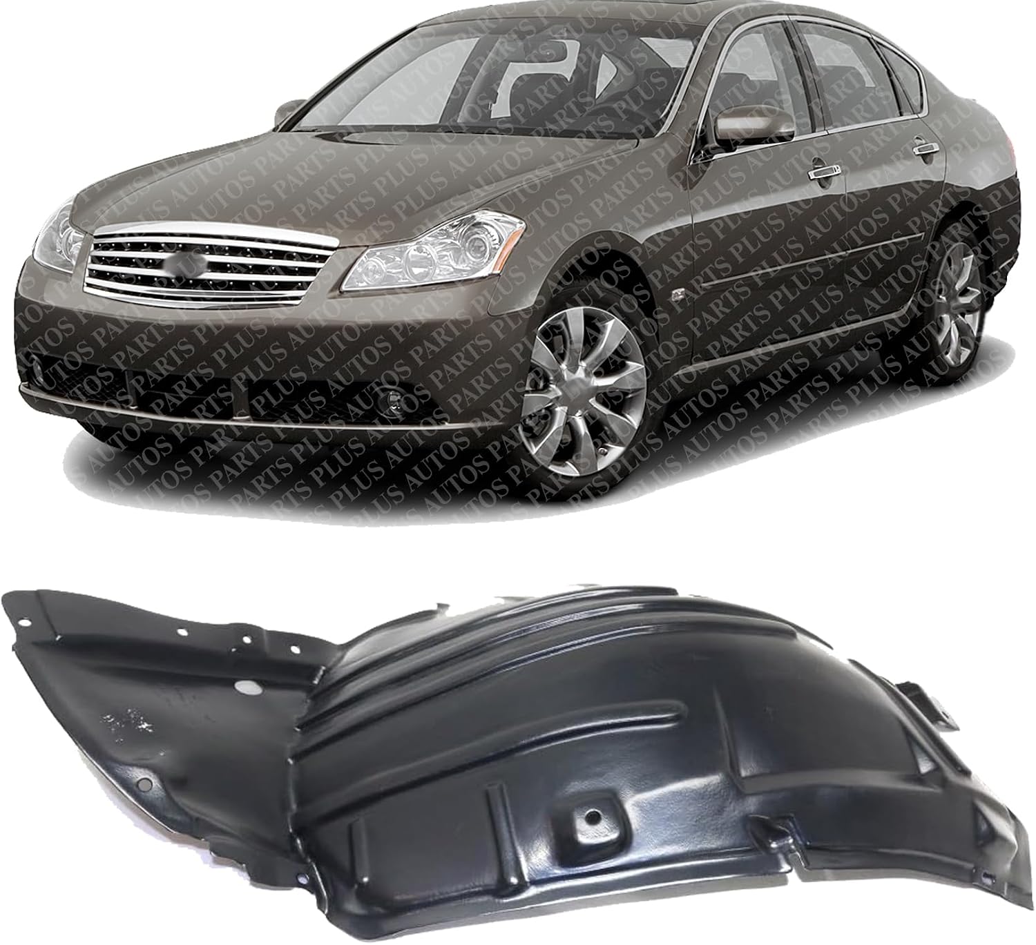 Front Section Fender Liner Left Driver Side Direct Replacement Compatible With 2006-2007 Infiniti M35 IN1250111 63845EG000