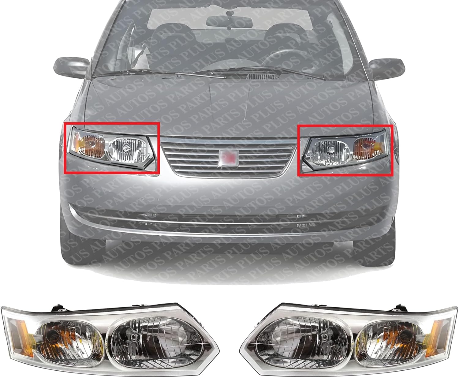 Set Of 2 Front Headlight Assembly Right Passenger & Left Driver Side Direct Replacement Compatible With 2003-2007 Saturn Ion GM2502231 GM2503231 15919399 15919400