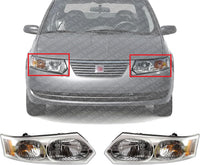 Set Of 2 Front Headlight Assembly Right Passenger & Left Driver Side Direct Replacement Compatible With 2003-2007 Saturn Ion GM2502231 GM2503231 15919399 15919400