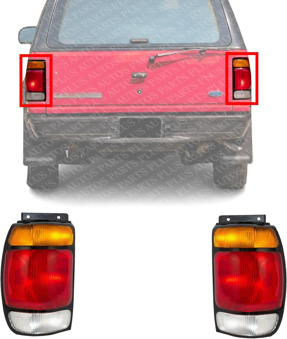 Set Of 2 Tail Light Lens And Housing Left Driver & Right Passenger Side Direct Replacement Compatible With 1995-1997 Ford Explorer FO2800113 FO2801113 F67Z13405AA F67Z13404AA