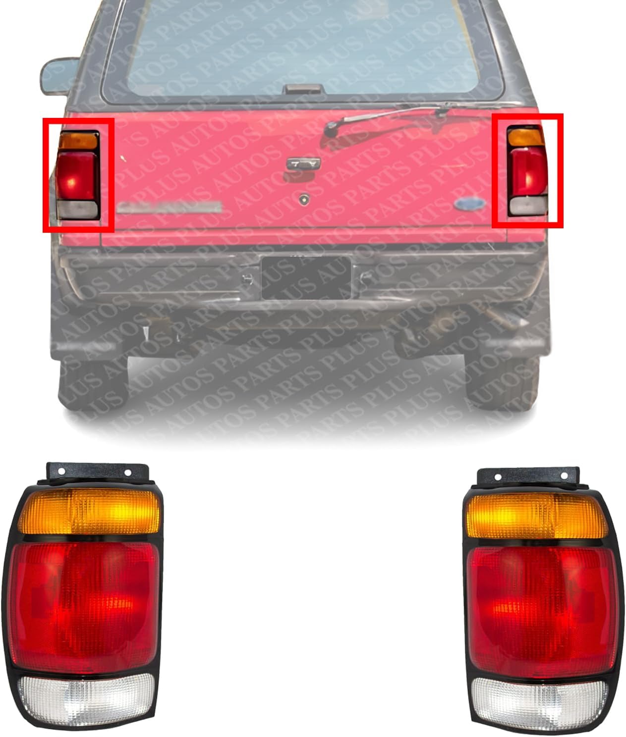 Set Of 2 Tail Light Lens And Housing Left Driver & Right Passenger Side Direct Replacement Compatible With 1995-1997 Ford Explorer FO2800113 FO2801113 F67Z13405AA F67Z13404AA