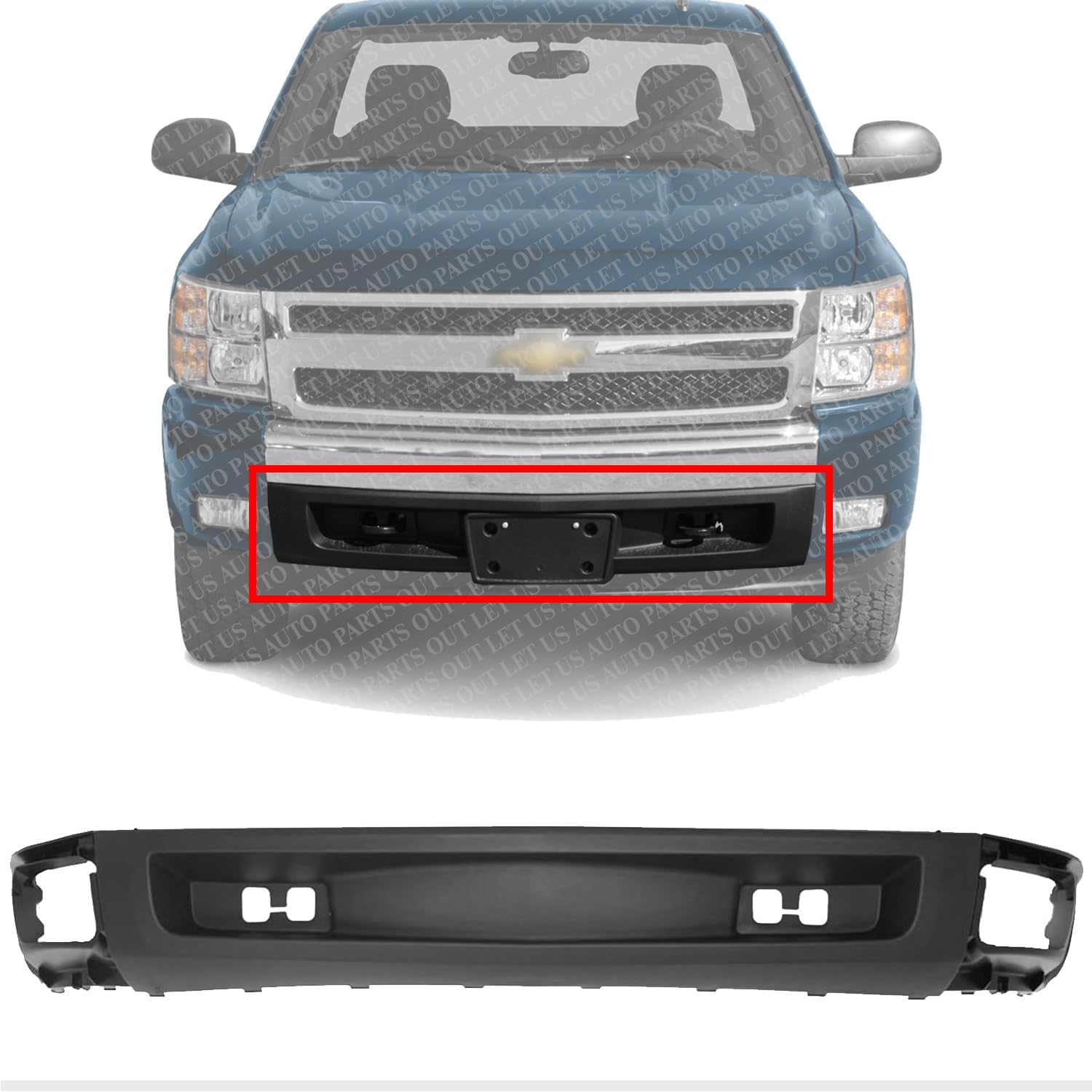 Front Bumper Lower Valance Air Deflector Textured With TowHook Holes Direct Replacement Compatible With 2007-2013 Chevrolet Silverado 1500 GM1092192 15915504