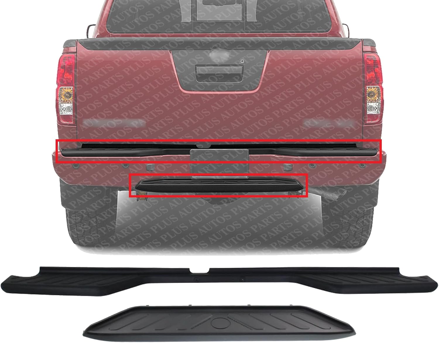 Rear Bumper Lower & Upper Step Pads Direct Replacement Compatible With 2005-2021 Nissan Frontier NI1191101 NI1191102 85065EA600 85064EA600