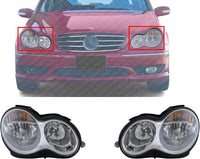Front Headlight Assembly Left Driver and Right Passenger Side Direct Replacement Compatible With 2005-2007 Mercedes Benz C-Class MB2502148 MB2502209 MB2503148 MB2503209 2038201559