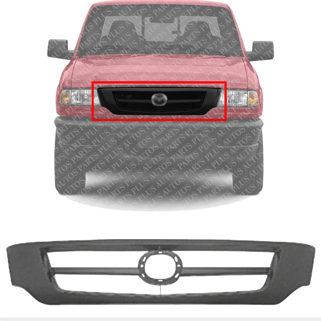 AUTOS PARTS PLUS Front Grille Assembly Primed Plastic Direct Replacement Compatible With 2001-2008 Mazda B3000 / 2001-2010 B2300 MA1200168 1F2250710CC