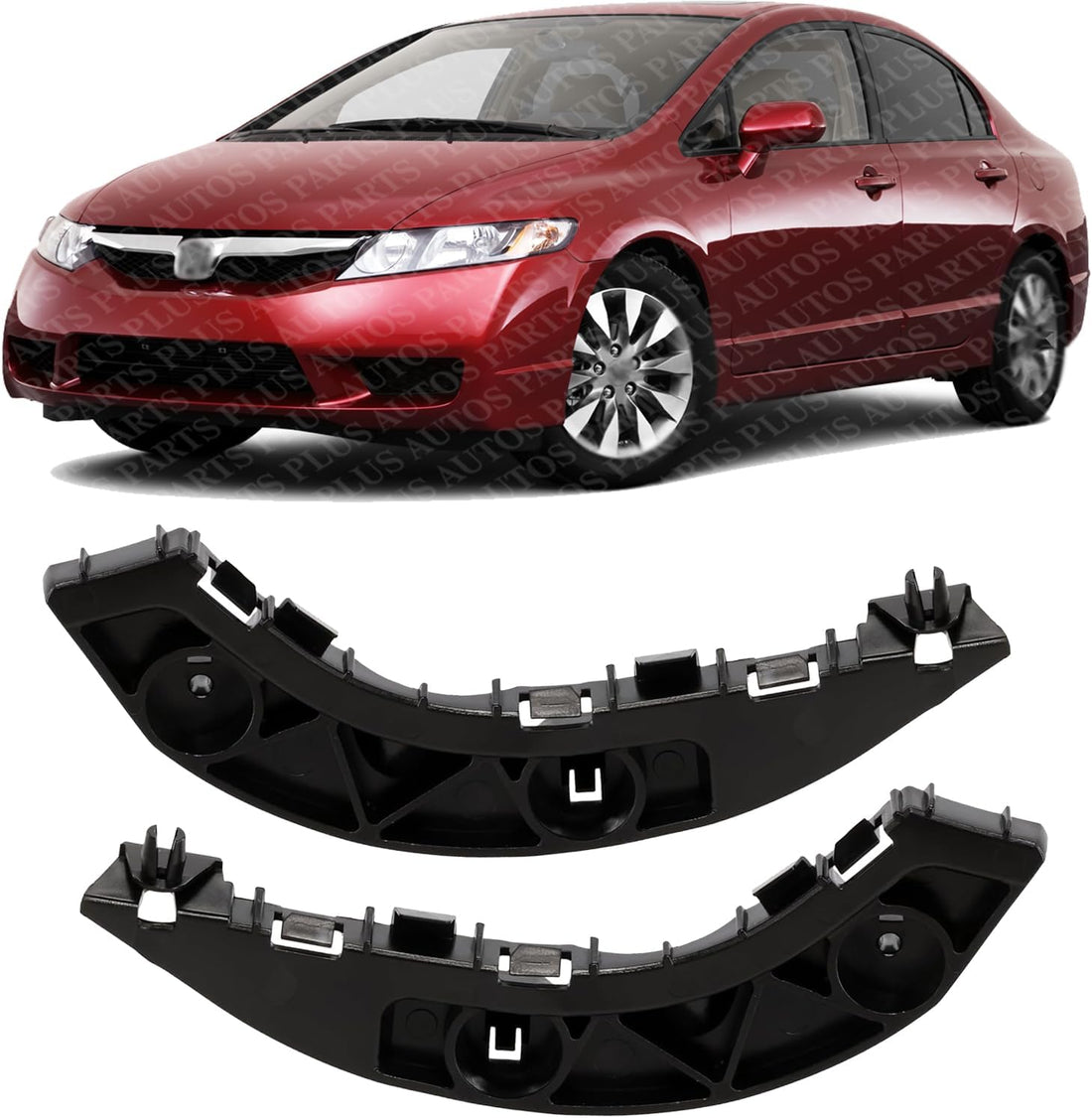 Set Of 2 Front Bumper Stay Bracket Plastic Right Passenger & Left Driver Side Direct Replacement Compatible With 2006-2011 Honda Civic HO1042114 HO1043114 71193SNAA02 71198SNAA02