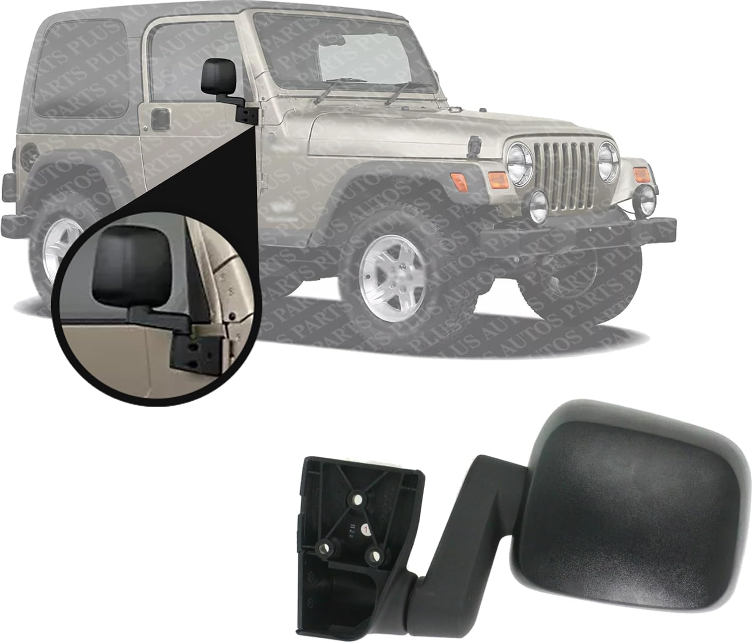 Front Mirror Manual Folding Non-Heated Textured Right Passenger Side Direct Replacement Compatible With 2003-2006 Jeep Wrangler CH1321259 CH1321240 CH1321234 55395060AD 55395060AB