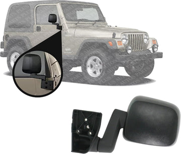 Front Mirror Manual Folding Non-Heated Textured Right Passenger Side Direct Replacement Compatible With 2003-2006 Jeep Wrangler CH1321259 CH1321240 CH1321234 55395060AD 55395060AB
