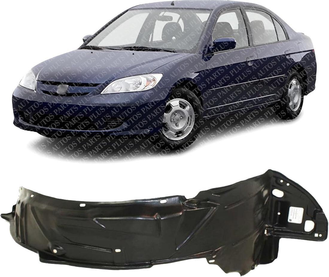 Front Fender Liner Left Driver Side Direct Replacement Compatible With 2004-2005 Honda Civic HO1248121 74151S5AJ00