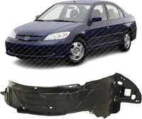 Front Fender Liner Left Driver Side Direct Replacement Compatible With 2004-2005 Honda Civic HO1248121 74151S5AJ00