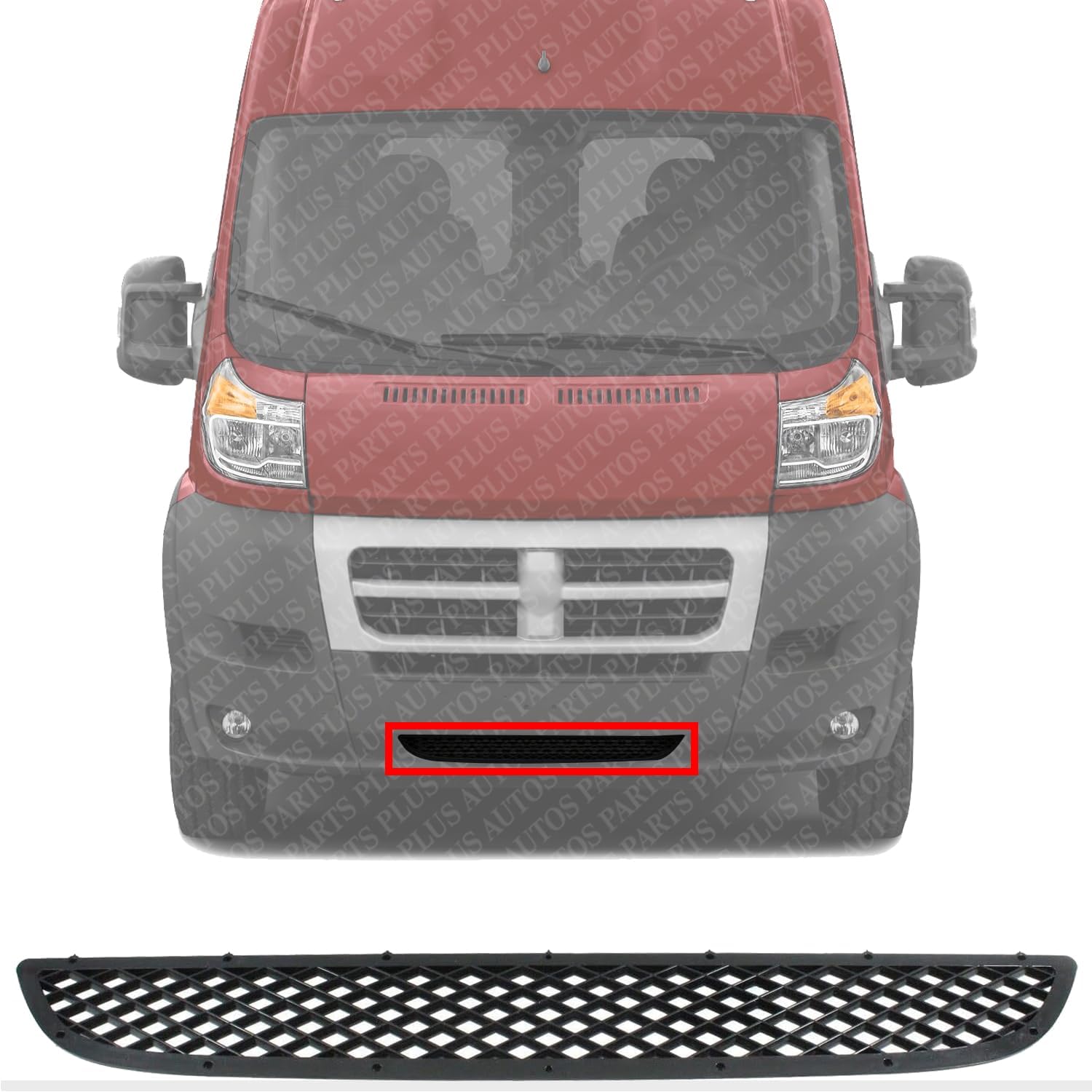 AUTOS PARTS PLUS Front Bumper Grille Lower Plastic Direct Replacement Compatible With Ram ProMaster VAN 2014-2022 CH1036145 5LT25LAHAA