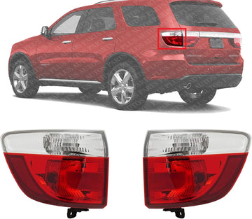 Set Of 2 Tail Light Outer Assembly Right Passenger & Left Driver Side Direct Replacement Compatible With 2011-2013 Dodge Durango CH2805103 CH2804103 55079136AG 55079137AG