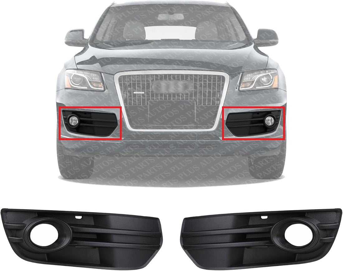 Set Of 2 Front Fog Lamp Molding Primed Plastic Right Passenger & Left Driver Side Direct Replacement Compatible With 2009-2012 Audi Q5 AU1039108 AU1038108 8R0807682A01C 8R0807681A01C