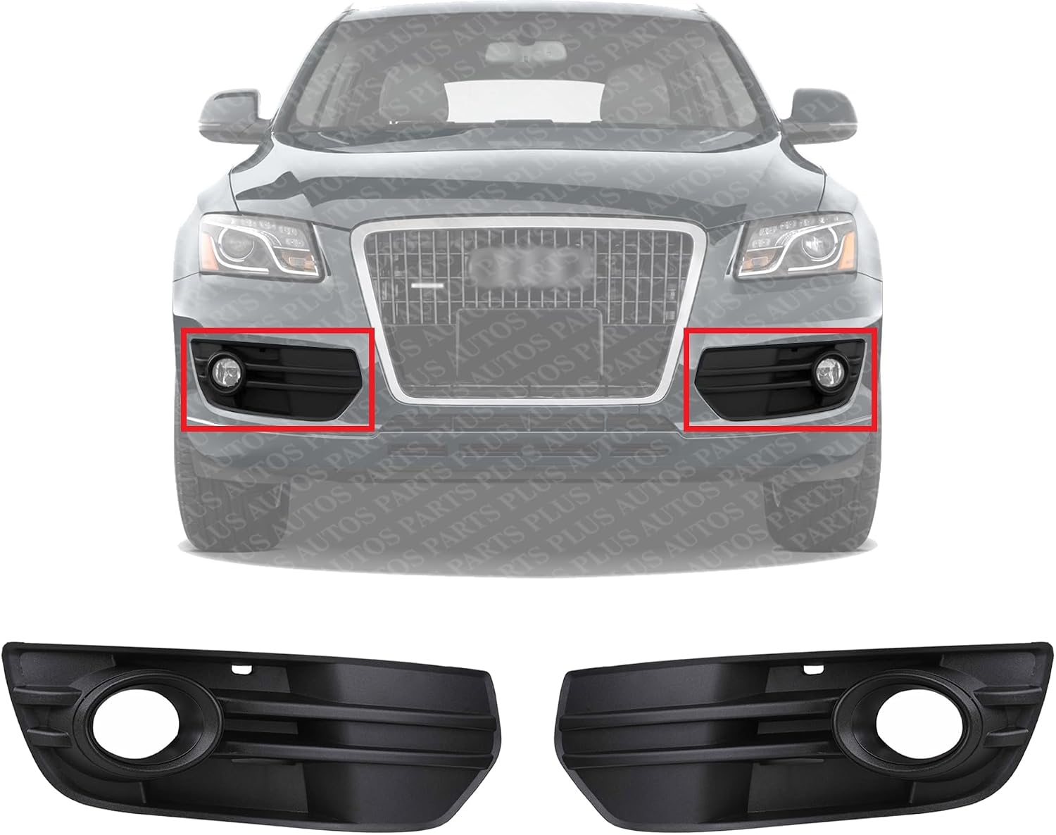 Set Of 2 Front Fog Lamp Molding Primed Plastic Right Passenger & Left Driver Side Direct Replacement Compatible With 2009-2012 Audi Q5 AU1039108 AU1038108 8R0807682A01C 8R0807681A01C
