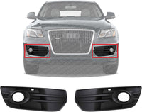 Set Of 2 Front Fog Lamp Molding Primed Plastic Right Passenger & Left Driver Side Direct Replacement Compatible With 2009-2012 Audi Q5 AU1039108 AU1038108 8R0807682A01C 8R0807681A01C