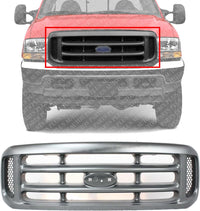 Front Grille Painted Argent Shell And Cross Bar Insert Plastic Direct Replacement Compatible With 1999-2004 Ford F-Series Super Duty FO1200362 YC3Z8200AAA