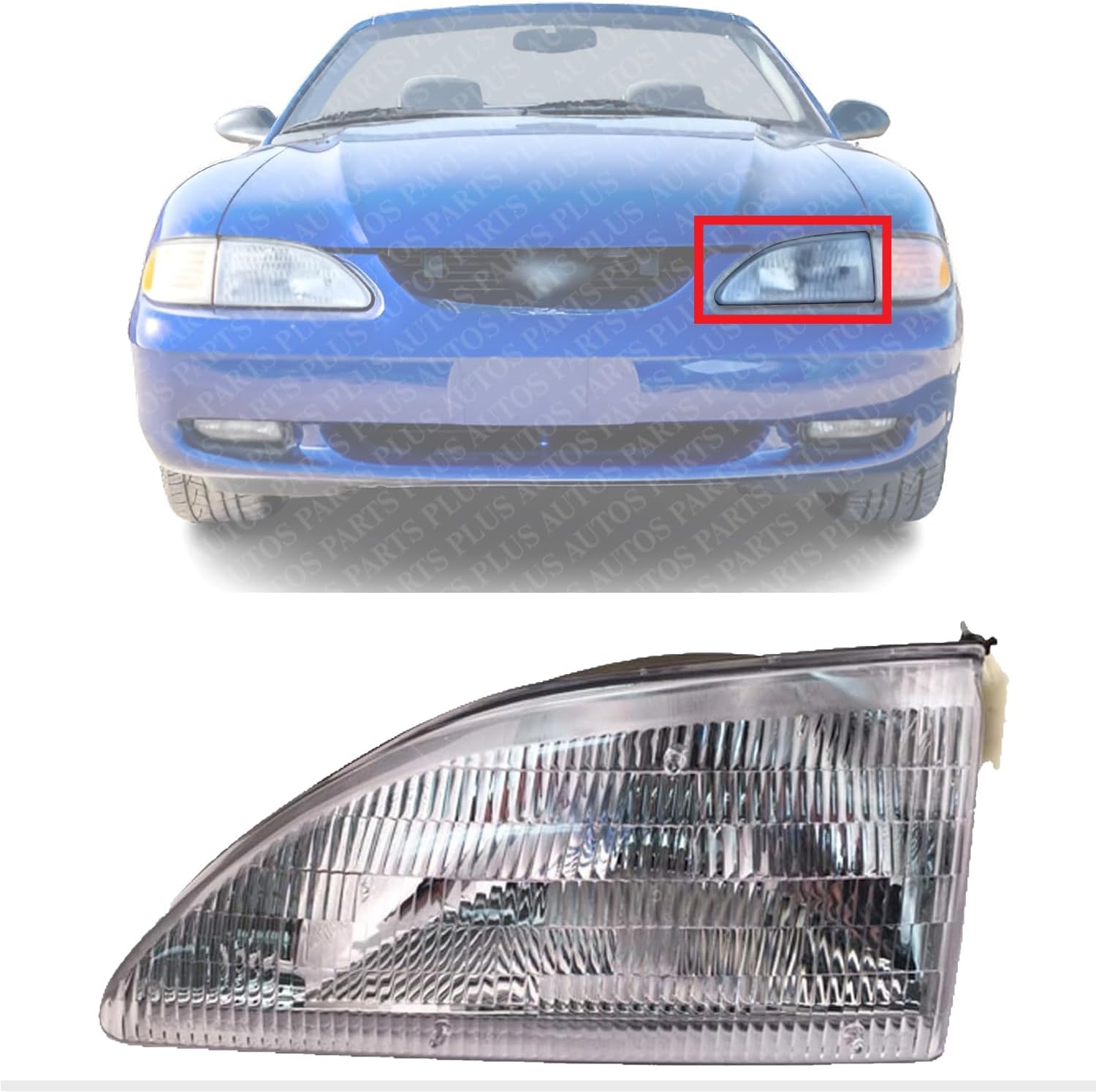 Front Head Light Assembly Left Driver Side Direct Replacement Compatible With 1994-1998 Ford Mustang FO2502130 F4ZZ13008F