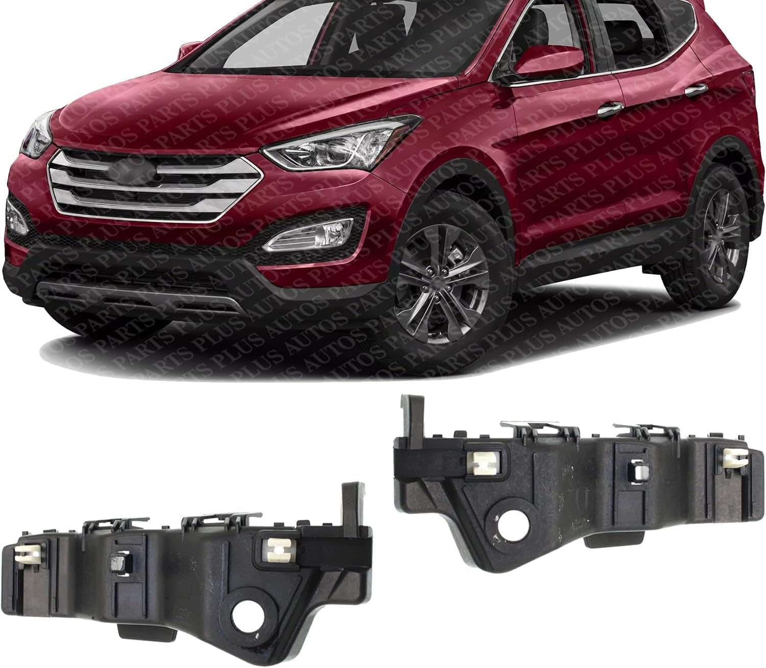 Set Of 2 Front Bumper Outer Bracket Plastic Left Driver & Right Passenger Side Direct Replacement Compatible With 2013-2018 Hyundai Santa/Xl HY1043122 HY1042122