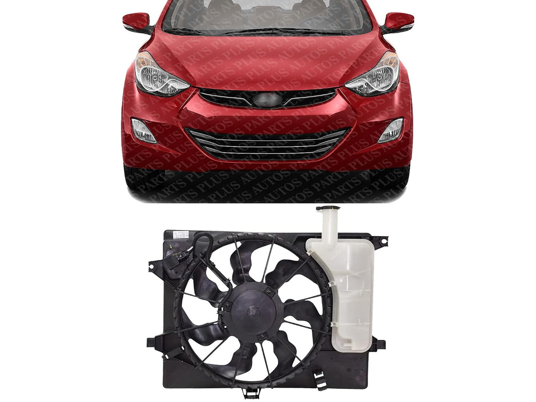 Front A/C Condenser Cooling Fan Assembly Plastic Direct Replacement Compatible with 2011-2013 Hyundai Elantra / 2013-2015 GT / 2014 Kia Forte HY3115133 253803X100