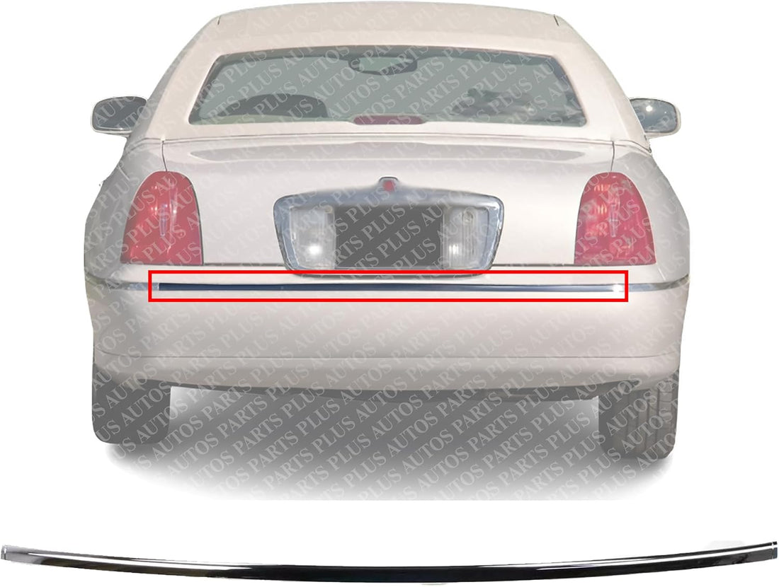 Rear Center Bumper Molding Chrome Direct Replacement Compatible With 1998-2002 Lincoln Town Car FO1157243 F8VZ17C830BA